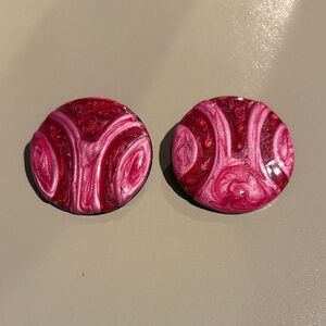 Vintage Swirled Pink Round Metal Earrings 1980’s, 1990’s